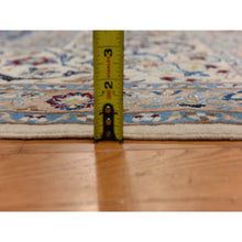 Load image into Gallery viewer, 13&#39;7&quot;x20&#39;7&quot; Linen White, Mansion Sized Persian Nain With Medallion Design, Finely Made, 300 Kpsi, Wool And Silk, Hand Knotted, Oriental Rug FWR470250