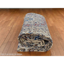 Load image into Gallery viewer, 13&#39;7&quot;x20&#39;7&quot; Linen White, Mansion Sized Persian Nain With Medallion Design, Finely Made, 300 Kpsi, Wool And Silk, Hand Knotted, Oriental Rug FWR470250