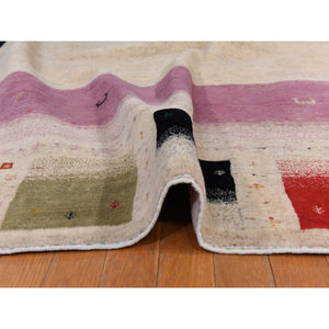 10'x13'2" Parchment White, Colorful Lori Buft Gabbeh, Thick And Plush, 100% Wool, Hand Knotted, Oriental Rug FWR470256
