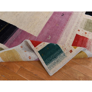 10'x13'2" Parchment White, Colorful Lori Buft Gabbeh, Thick And Plush, 100% Wool, Hand Knotted, Oriental Rug FWR470256