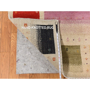 10'x13'2" Parchment White, Colorful Lori Buft Gabbeh, Thick And Plush, 100% Wool, Hand Knotted, Oriental Rug FWR470256