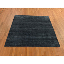Load image into Gallery viewer, 7&#39;x7&#39; Charcoal Black Shades, Modern Plain Design, 100% Silk, Hand Knotted, Square, Oriental Rug FWR470262