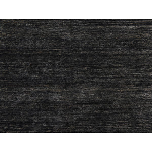 7'x7' Charcoal Black Shades, Modern Plain Design, 100% Silk, Hand Knotted, Square, Oriental Rug FWR470262