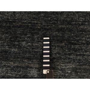 7'x7' Charcoal Black Shades, Modern Plain Design, 100% Silk, Hand Knotted, Square, Oriental Rug FWR470262