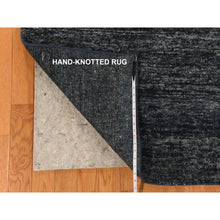 Load image into Gallery viewer, 7&#39;x7&#39; Charcoal Black Shades, Modern Plain Design, 100% Silk, Hand Knotted, Square, Oriental Rug FWR470262