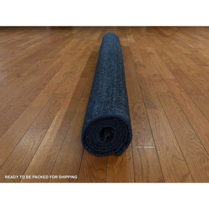 7'x7' Charcoal Black Shades, Modern Plain Design, 100% Silk, Hand Knotted, Square, Oriental Rug FWR470262