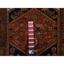 Load image into Gallery viewer, 3&#39;1&quot;x16&#39;3&quot; Midnight Blue With Red, Antique Persian Malayer, Geometric Design, Good Condition, Even Wear, Clean, Pure Wool, Hand Knotted, Xl Runner, Oriental Rug FWR470268