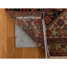 Load image into Gallery viewer, 3&#39;1&quot;x16&#39;3&quot; Midnight Blue With Red, Antique Persian Malayer, Geometric Design, Good Condition, Even Wear, Clean, Pure Wool, Hand Knotted, Xl Runner, Oriental Rug FWR470268