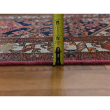 Load image into Gallery viewer, 3&#39;1&quot;x16&#39;3&quot; Midnight Blue With Red, Antique Persian Malayer, Geometric Design, Good Condition, Even Wear, Clean, Pure Wool, Hand Knotted, Xl Runner, Oriental Rug FWR470268