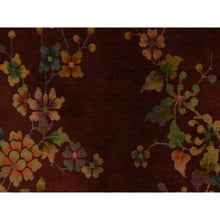 Load image into Gallery viewer, 3&#39;x3&#39;10&quot; Scarlet Red, Antique Chinese Art Deco, Flower Design, Good Condition, Even Wear, Clean, 100% Wool, Hand Knotted, Oriental Rug FWR470274
