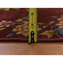 Load image into Gallery viewer, 3&#39;x3&#39;10&quot; Scarlet Red, Antique Chinese Art Deco, Flower Design, Good Condition, Even Wear, Clean, 100% Wool, Hand Knotted, Oriental Rug FWR470274
