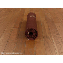 Load image into Gallery viewer, 3&#39;x3&#39;10&quot; Scarlet Red, Antique Chinese Art Deco, Flower Design, Good Condition, Even Wear, Clean, 100% Wool, Hand Knotted, Oriental Rug FWR470274