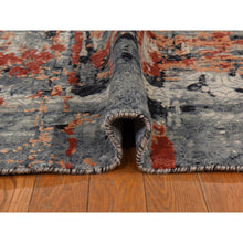 Load image into Gallery viewer, 7&#39;9&quot;x10&#39;1&quot; Spanish Gray With Blush Red, Abstract Design, Soft To The Touch, Modern, 100% Wool, Hand Knotted, Oriental Rug FWR470334