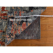 Load image into Gallery viewer, 7&#39;9&quot;x10&#39;1&quot; Spanish Gray With Blush Red, Abstract Design, Soft To The Touch, Modern, 100% Wool, Hand Knotted, Oriental Rug FWR470334