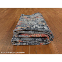 Load image into Gallery viewer, 7&#39;9&quot;x10&#39;1&quot; Spanish Gray With Blush Red, Abstract Design, Soft To The Touch, Modern, 100% Wool, Hand Knotted, Oriental Rug FWR470334