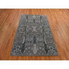 Load image into Gallery viewer, 6&#39;1&quot;x9&#39;2&quot; Sonic Gray, Jewelry Design, Soft To The Touch, Wool And Silk, Hand Knotted, Modern, Oriental Rug FWR470346