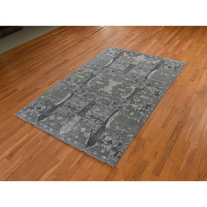 6'1"x9'2" Sonic Gray, Jewelry Design, Soft To The Touch, Wool And Silk, Hand Knotted, Modern, Oriental Rug FWR470346