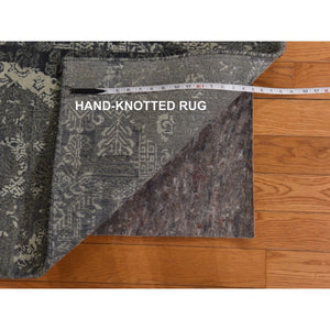 6'1"x9'2" Sonic Gray, Jewelry Design, Soft To The Touch, Wool And Silk, Hand Knotted, Modern, Oriental Rug FWR470346