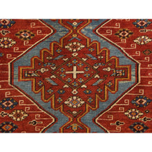 Load image into Gallery viewer, 3&#39;10&quot;x5&#39;7&quot; Crimson Red, Antique Caucasian Kazak With Geometric Design, Good Condition, Clean, Sides And Ends Professionally Secured, 100% Wool, Hand Knotted, Oriental Rug FWR470364