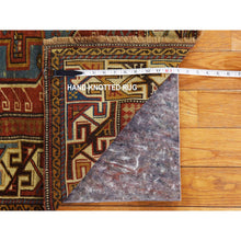 Load image into Gallery viewer, 3&#39;10&quot;x5&#39;7&quot; Crimson Red, Antique Caucasian Kazak With Geometric Design, Good Condition, Clean, Sides And Ends Professionally Secured, 100% Wool, Hand Knotted, Oriental Rug FWR470364