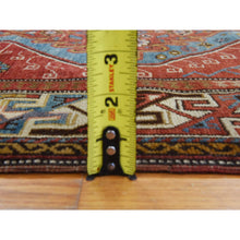 Load image into Gallery viewer, 3&#39;10&quot;x5&#39;7&quot; Crimson Red, Antique Caucasian Kazak With Geometric Design, Good Condition, Clean, Sides And Ends Professionally Secured, 100% Wool, Hand Knotted, Oriental Rug FWR470364