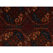 Load image into Gallery viewer, 3&#39;6&quot;x5&#39;1&quot; Scarlet Red, Afghan Ersari With Elephant Feet Design, 100% Wool, Hand Knotted, Oriental Rug FWR470376