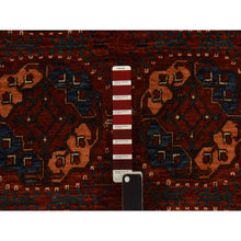 Load image into Gallery viewer, 3&#39;6&quot;x5&#39;1&quot; Scarlet Red, Afghan Ersari With Elephant Feet Design, 100% Wool, Hand Knotted, Oriental Rug FWR470376