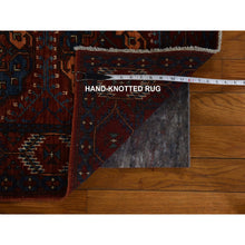 Load image into Gallery viewer, 3&#39;6&quot;x5&#39;1&quot; Scarlet Red, Afghan Ersari With Elephant Feet Design, 100% Wool, Hand Knotted, Oriental Rug FWR470376