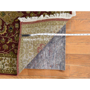 3'x5' Ruby Red, Kashan Design, Fine, 250 Kpsi, Hand Spun New Zealand Wool, Hand Knotted, Oriental Rug FWR470388