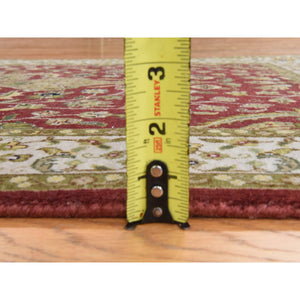 3'x5' Ruby Red, Kashan Design, Fine, 250 Kpsi, Hand Spun New Zealand Wool, Hand Knotted, Oriental Rug FWR470388