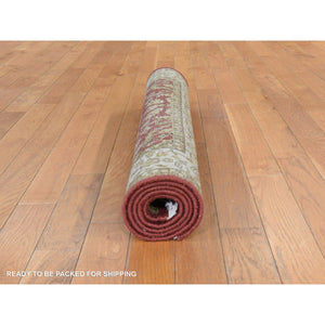 3'x5' Ruby Red, Kashan Design, Fine, 250 Kpsi, Hand Spun New Zealand Wool, Hand Knotted, Oriental Rug FWR470388