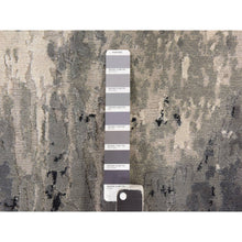 Load image into Gallery viewer, 2&#39;x3&#39; Black with Touches of Ivory, Hand Knotted, Abstract Design, Wool and Silk, Oriental, Mat, Sample, Rug FWR470412