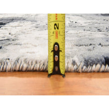 Load image into Gallery viewer, 2&#39;x3&#39; Black with Touches of Ivory, Hand Knotted, Abstract Design, Wool and Silk, Oriental, Mat, Sample, Rug FWR470412