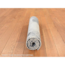 Load image into Gallery viewer, 2&#39;x3&#39; Black With Touches Of Ivory, Hand Knotted, Abstract Design, Wool And Silk, Oriental, Mat, Sample, Rug FWR470412