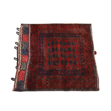 Load image into Gallery viewer, 2&#39;4&quot;x2&#39;4&quot; Scarlet Red, Vintage Persian Balouch Saddle Bag, Full Pile, Clean, Excellent Condition, 100% Wool, Hand Knotted, Square, Oriental Rug FWR470418