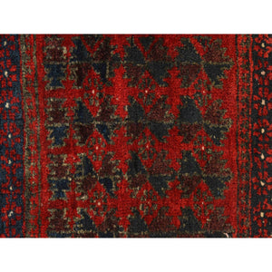 2'4"x2'4" Scarlet Red, Vintage Persian Balouch Saddle Bag, Full Pile, Clean, Excellent Condition, 100% Wool, Hand Knotted, Square, Oriental Rug FWR470418