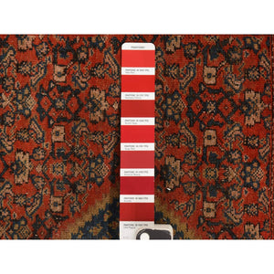 1'10"x3'2" Scarlet Sage Red, Antique Persian Senneh, Even Wear, Clean, Good Condition, 100% Wool, Hand Knotted, Mat, Oriental Rug FWR470442