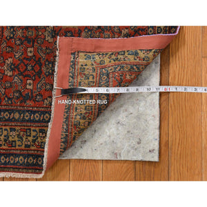 1'10"x3'2" Scarlet Sage Red, Antique Persian Senneh, Even Wear, Clean, Good Condition, 100% Wool, Hand Knotted, Mat, Oriental Rug FWR470442