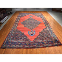 Load image into Gallery viewer, 13&#39;6&quot;x19&#39;2&quot; Copper Red, Antique Persian Bidjar, Open Field Anchor Medallion Design, Good Condition, Clean, Abrush, Sides and Ends Professionally Secured, 100% Wool, Hand Knotted, XL, Oversized, Oriental Rug FWR470472