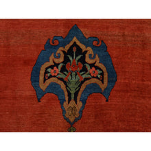 Load image into Gallery viewer, 13&#39;6&quot;x19&#39;2&quot; Copper Red, Antique Persian Bidjar, Open Field Anchor Medallion Design, Good Condition, Clean, Abrush, Sides and Ends Professionally Secured, 100% Wool, Hand Knotted, XL, Oversized, Oriental Rug FWR470472