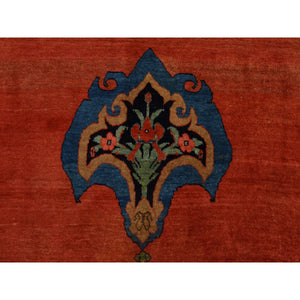 13'6"x19'2" Copper Red, Antique Persian Bidjar, Open Field Anchor Medallion Design, Good Condition, Clean, Abrush, Sides and Ends Professionally Secured, 100% Wool, Hand Knotted, XL, Oversized, Oriental Rug FWR470472