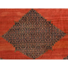 Load image into Gallery viewer, 13&#39;6&quot;x19&#39;2&quot; Copper Red, Antique Persian Bidjar, Open Field Anchor Medallion Design, Good Condition, Clean, Abrush, Sides and Ends Professionally Secured, 100% Wool, Hand Knotted, XL, Oversized, Oriental Rug FWR470472