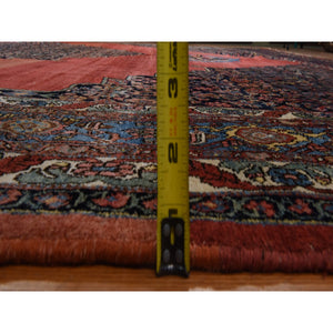 13'6"x19'2" Copper Red, Antique Persian Bidjar, Open Field Anchor Medallion Design, Good Condition, Clean, Abrush, Sides and Ends Professionally Secured, 100% Wool, Hand Knotted, XL, Oversized, Oriental Rug FWR470472