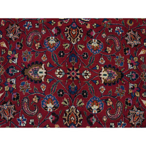 9'9"x12'10" Jazzy Red, Persian Meshad, All Over Design, Good Condition, Clean, Full Pile, 100% Wool, Hand Knotted, Oriental Rug FWR470478