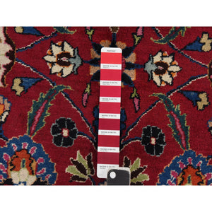 9'9"x12'10" Jazzy Red, Persian Meshad, All Over Design, Good Condition, Clean, Full Pile, 100% Wool, Hand Knotted, Oriental Rug FWR470478