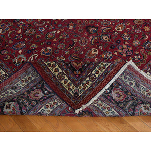 9'9"x12'10" Jazzy Red, Persian Meshad, All Over Design, Good Condition, Clean, Full Pile, 100% Wool, Hand Knotted, Oriental Rug FWR470478