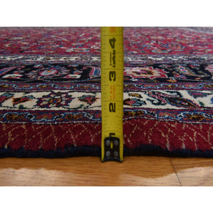 9'9"x12'10" Jazzy Red, Persian Meshad, All Over Design, Good Condition, Clean, Full Pile, 100% Wool, Hand Knotted, Oriental Rug FWR470478