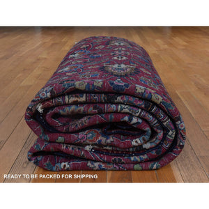 9'9"x12'10" Jazzy Red, Persian Meshad, All Over Design, Good Condition, Clean, Full Pile, 100% Wool, Hand Knotted, Oriental Rug FWR470478