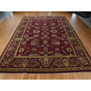 11'10"x15'4" Wine Red, Double Knot Jaipur, All Over Design, Thick, Dense and Plush, 100% Wool, Hand Knotted, Oversized, Oriental Rug FWR470484