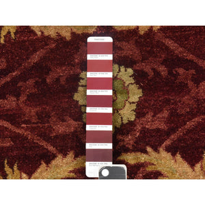 11'10"x15'4" Wine Red, Double Knot Jaipur, All Over Design, Thick, Dense and Plush, 100% Wool, Hand Knotted, Oversized, Oriental Rug FWR470484